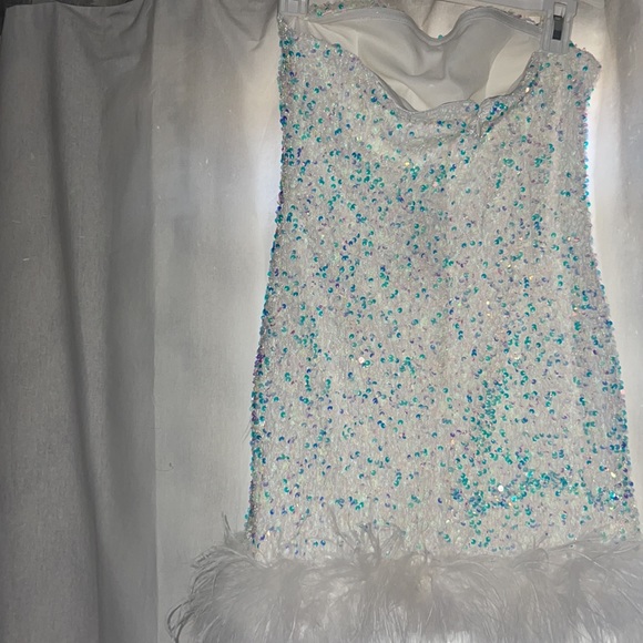12th Tribe Anastasia Mini Sequin and Feather Dress - Picture 2 of 6